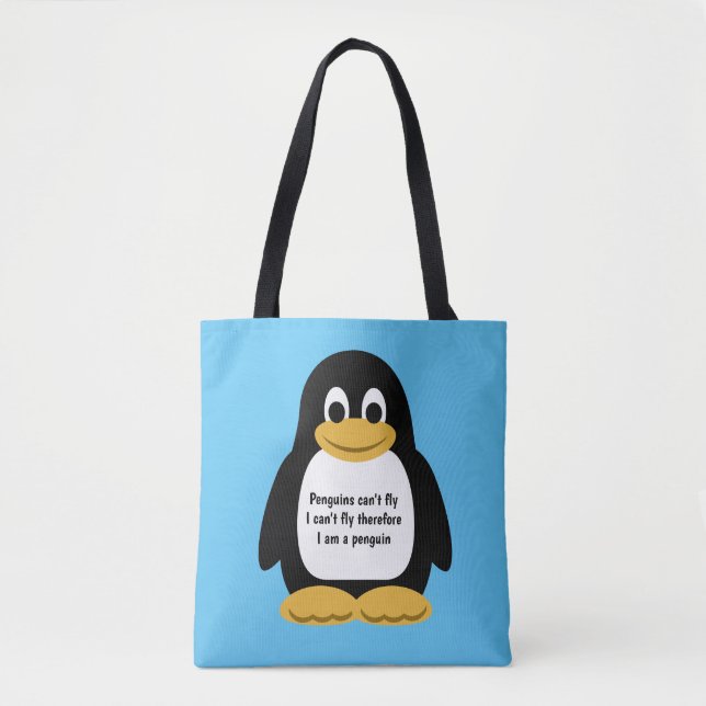 Cute animated penguin tote bag (Front)