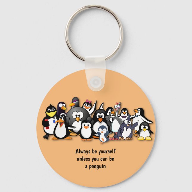 Cute animated penguins key ring (Front)