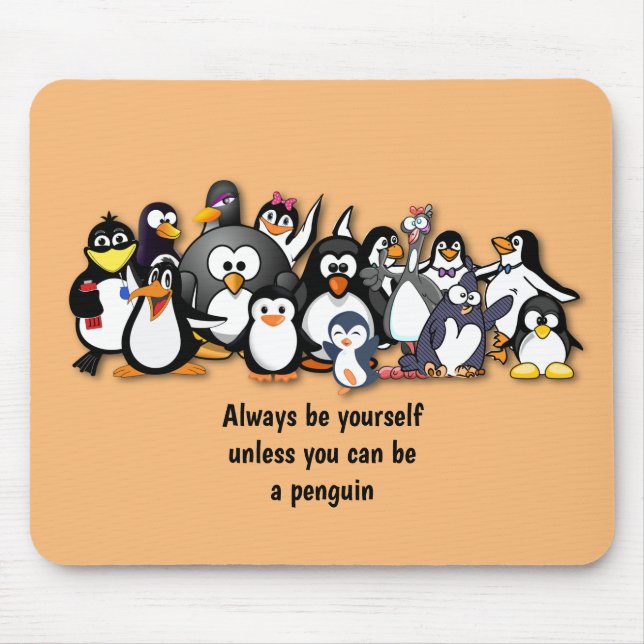 Cute animated penguins mouse mat (Front)