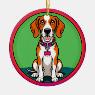 Cute Animated Puppy with Collar Ceramic Tree Decoration