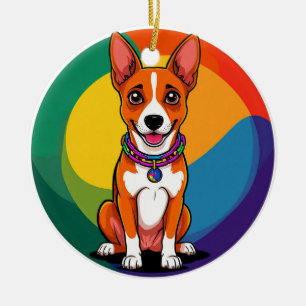 Cute Animated Puppy with Collar Ceramic Tree Decoration