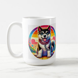 Cute Animated Puppy with Collar Coffee Mug