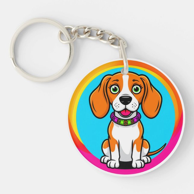 Cute Animated Puppy with Collar Key Ring (Front)