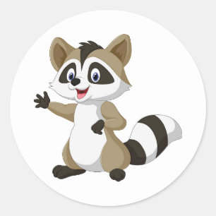 Cute animated racoon classic round sticker