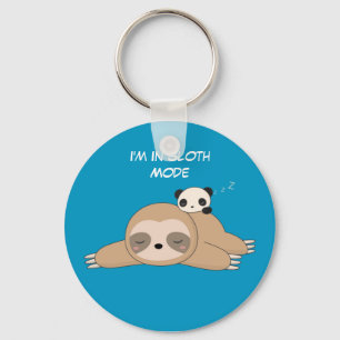 Cute animated sloth with panda bear key ring