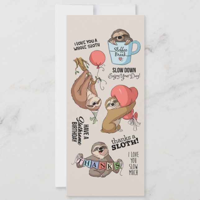 Cute animated sloths card (Front)