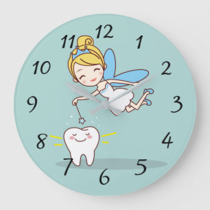Cute animated tooth Fairy Large Clock