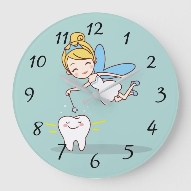 Cute animated tooth Fairy Large Clock (Front)