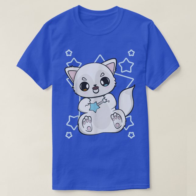 Cute Anime Arctic Fo With Magic Wand For Magicians T-Shirt (Design Front)