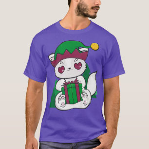 Cute Anime Arctic Fox And Elf Crew For White Chris T-Shirt