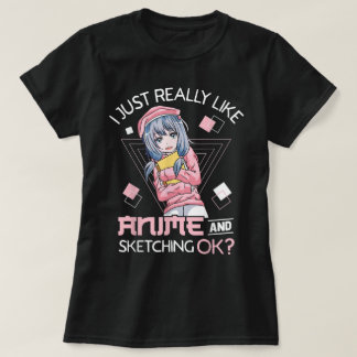 Cute Anime Artist Aesthetic Design T-Shirt
