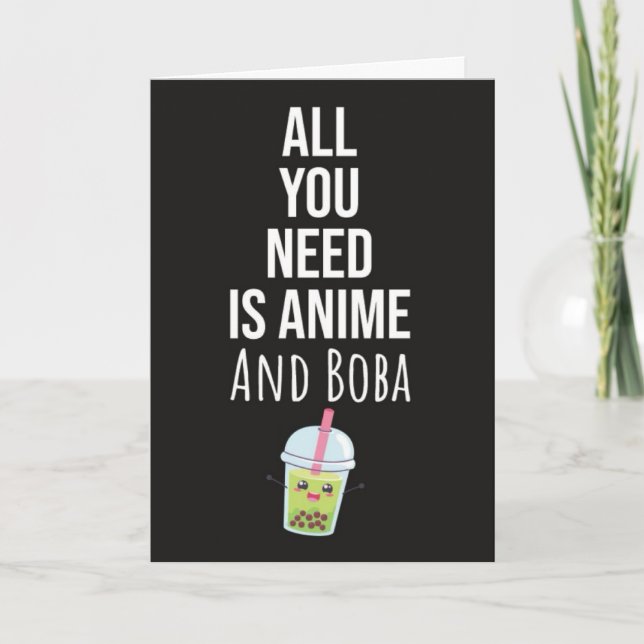 Cute Anime Boba Cards Bubble Tea Kaiwaii Otaku (Front)