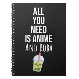 Cute Anime Boba Gifts Bubble Tea Otaku Kawaii Notebook