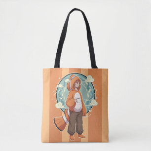 Cute Anime Boy in Clownfish Costume drinking Coffe Tote Bag