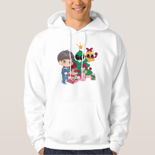 Cute Anime Boy Tracksuit Christmas Tree Fun Hoodie
