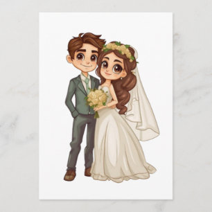 Cute Anime Bride and Groom Wedding Program Order Programme