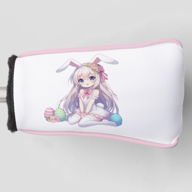 cute, anime bunny Easter Golf Head Cover (Front)