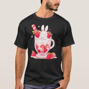 Cute Anime Bunny Rabbit Strawberry Milk Kawaii Har T-Shirt