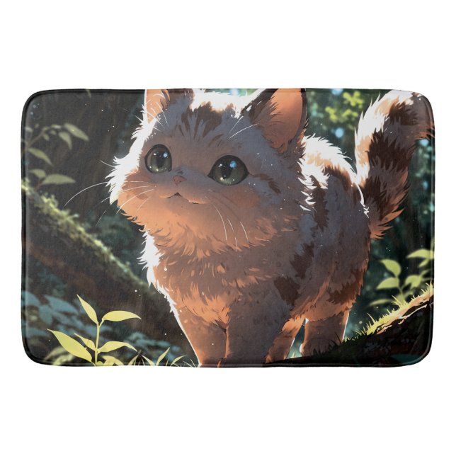 Cute anime cat bath mat (Front)