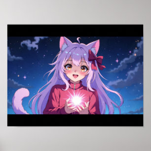 Cute Anime Cat Girl Poster