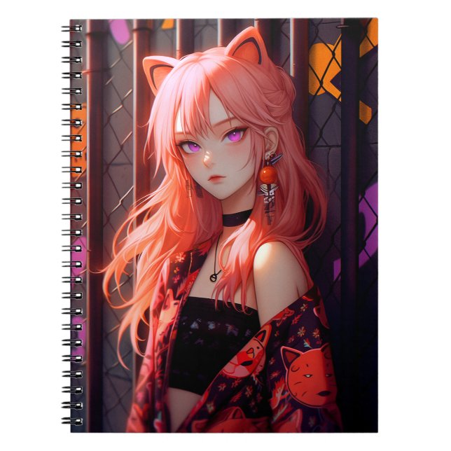 Cute Anime Catgirl Notebook (Front)