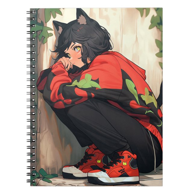 Cute Anime Catgirl Notebook (Front)