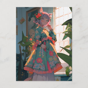 Cute Anime Catgirl Postcard