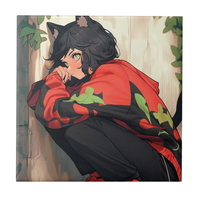 Cute Anime Catgirl Tile (Front)