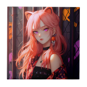 Cute Anime Catgirl Tile