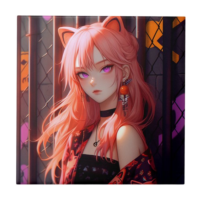 Cute Anime Catgirl Tile (Front)