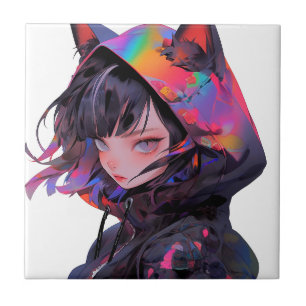 Cute Anime Catgirl Tile