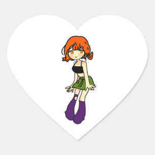 cute anime chibi girl heart sticker