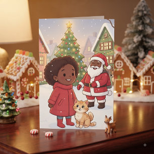 Cute Anime Children's Christmas and Colouring Page Card
