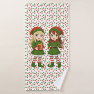 Cute anime Christmas elves Sweatshirt Bath Towel