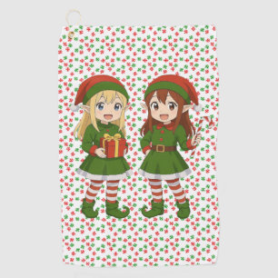 Cute anime Christmas elves Sweatshirt Golf Towel