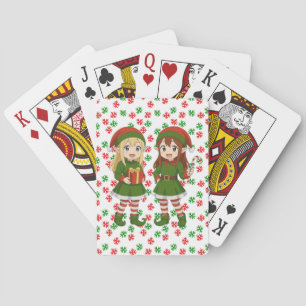 Cute anime Christmas elves Sweatshirt Playing Cards