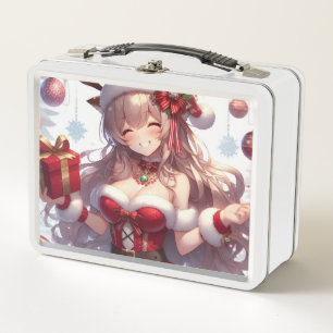 Cute anime Christmas girl Metal Lunch Box