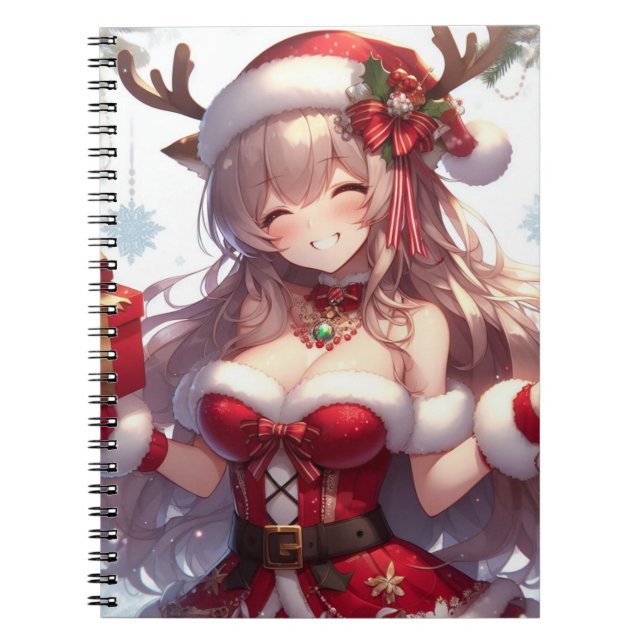Cute anime Christmas girl Notebook (Front)