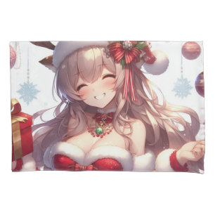 Cute anime Christmas girl Pillowcase