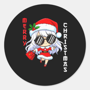 Cute Anime Christmas Pajama Outfit Funny Holiday F Classic Round Sticker