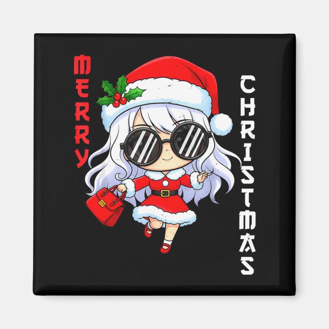 Cute Anime Christmas Pajama Outfit Funny Holiday F Magnet (Front)