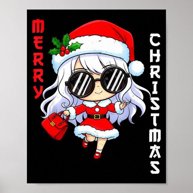 Cute Anime Christmas Pajama Outfit Funny Holiday F Poster (Front)