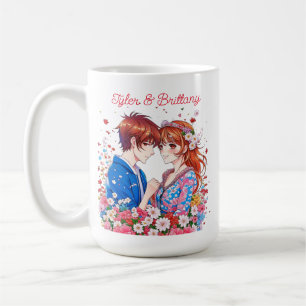 Cute Anime Couple Cuddling Personalised Coffee Mug