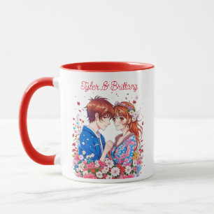 Cute Anime Couple Cuddling Personalised Mug