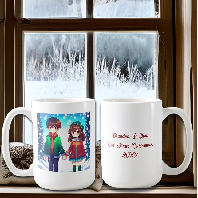 Cute Anime Couple | Our First Christmas Coffee Mug (Creator Uploaded)