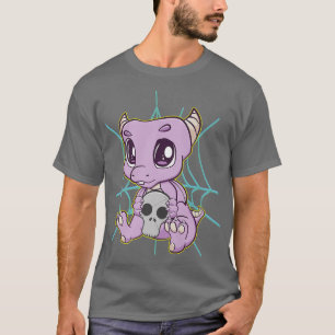 Cute Anime Dino Holding Kawaii Horror Toy For Hall T-Shirt