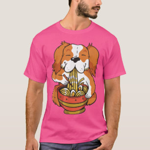 Cute anime dog feeds ramen soup with noodles  T-Shirt