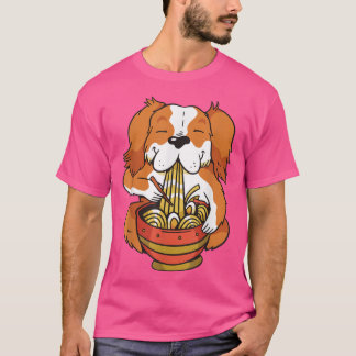 Cute anime dog feeds ramen soup with noodles  T-Shirt
