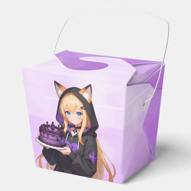 Cute Anime Dragon Girl's Birthday Party Thank You Favour Box (Front)
