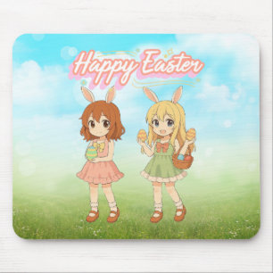 Cute anime Easter bunny girls Mouse Mat
